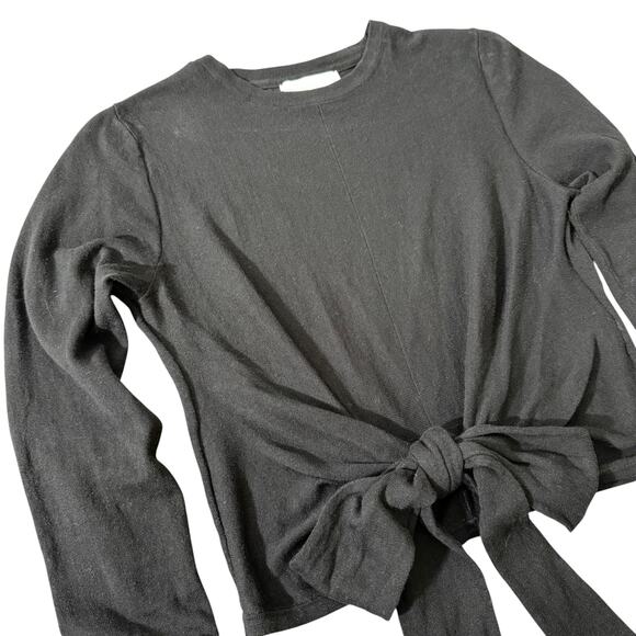 Modern Citizen Stevie Wrap Black Tie Waist Long Sleeve Top S Minimalist Luxury - Picture 3 of 10